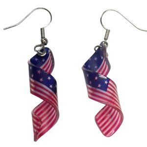 UNBRANDED Red White And Blue PATRIOTIC Spiral AMERICAN FLAG Earrings.